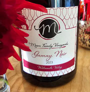 A bottle of Gamay Noir wine